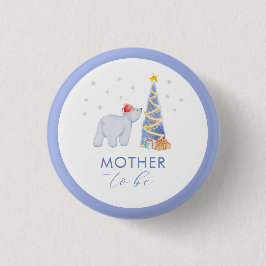 Winter Santa Polar Bear Mother To Be Baby Shower Button