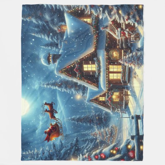 Winter/Santa/Weihnachten/Schnee Fleecedecke (Vorderseite)