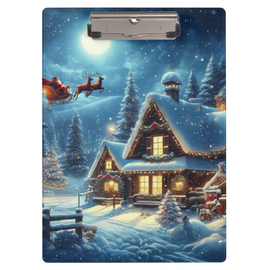 Winter/Santa/Weihnachten/Schnee Klemmbrett (Vorderseite)