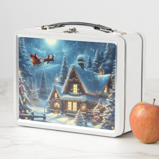 Winter/Santa/Weihnachten/Schnee Metall Brotdose (Beispiel)