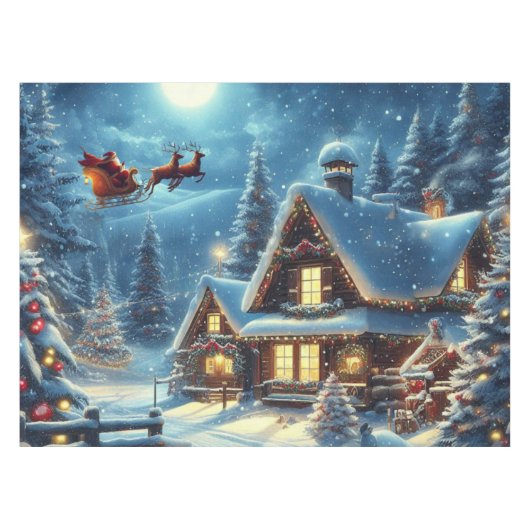 Winter/Santa/Weihnachten/Schnee Tischdecke (Vorderseite (Horizontal))