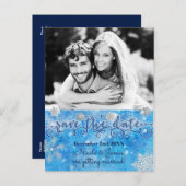 Winter-SAVE THE DATE-Foto Hochzeitskarte Ankündigungspostkarte (Vorne/Hinten)