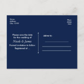 Winter-SAVE THE DATE-Foto Hochzeitskarte Ankündigungspostkarte (Rückseite)