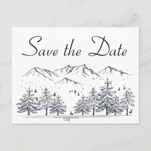 Winter Save the Date Hochzeitsfeier Verlobung Postkarte (Vorderseite)