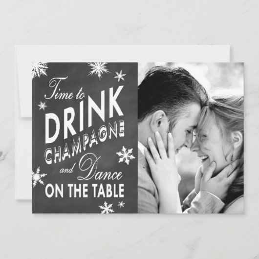 Winter Save the Date Zeit, Champagner zu trinken (Vorderseite)