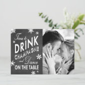 Winter Save the Date Zeit, Champagner zu trinken (Stehend Vorderseite)