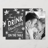 Winter Save the Date Zeit, Champagner zu trinken (Vorne/Hinten)