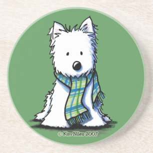 Winter Scarf Westie Untersetzer