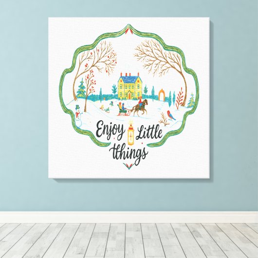 Winter Scene Art Cozy Snow Landscape Canvas Print Leinwanddruck (Insitu (Holzboden))