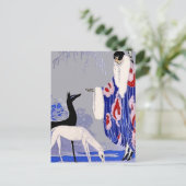 "Winter Scene" Art Deco von George Barbier Postkarte (Stehend Vorderseite)