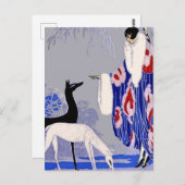 "Winter Scene" Art Deco von George Barbier Postkarte (Vorne/Hinten)