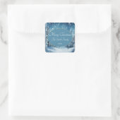 Winter Scene Blue White Christmas Sticker (Tasche)