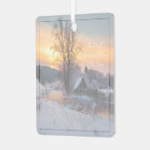 Winter scene custom Christmas Holiday Ornament Aus Metall (Vorderseite links)