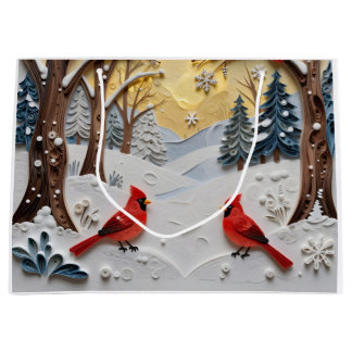 Winter Scene | Enchanted Forest & Cardinals Große Geschenktüte