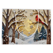 Winter Scene | Enchanted Forest & Cardinals Große Geschenktüte (Rückseite)