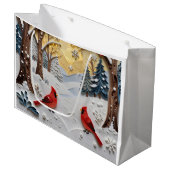 Winter Scene | Enchanted Forest & Cardinals Große Geschenktüte (Vorderseite Schrägansicht)
