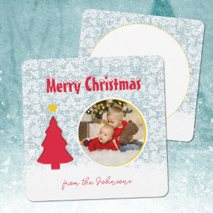Winter Scene Familie Foto Weihnachtsgrüße Feiertagskarte