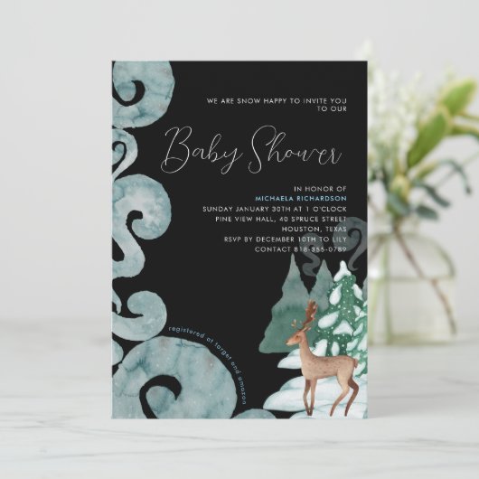 WINTER SCENE MODERN BABY SHOWY BABY SPRINKLE | EINLADUNG (Stehend Vorderseite)