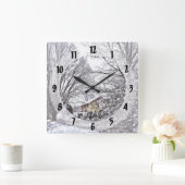 Winter Scene Quadratische Wanduhr (Zuhause)