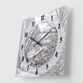 Winter Scene Quadratische Wanduhr (Winkel)