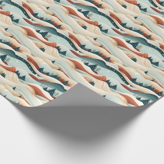 Winter Scene Trees Mountains Snow Geschenkpapier (Ecke)