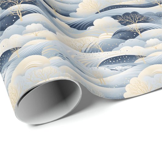 Winter Scene Trees Mountains Snow Geschenkpapier (Rolleneckpunkt)