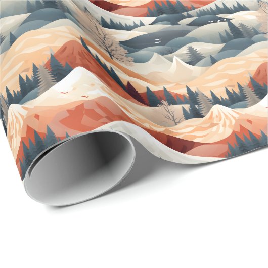 Winter Scene Trees Mountains Snow Geschenkpapier (Rolleneckpunkt)