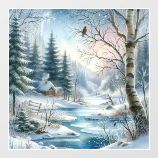 Winter Scene Window Cling Fensteraufkleber (Blatt)