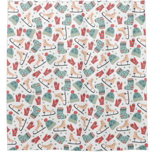 Winter-Schal-u. Handschuh-Muster Duschvorhang (Vorderseite)