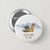 Winter-Schlitten-Bär Mutter-To-Be-Baby-Party Button (Vorne & Hinten)