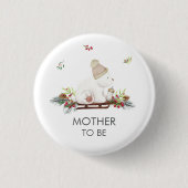 Winter-Schlitten-Eisbär-Mutter-Kind-Party Button (Vorderseite)