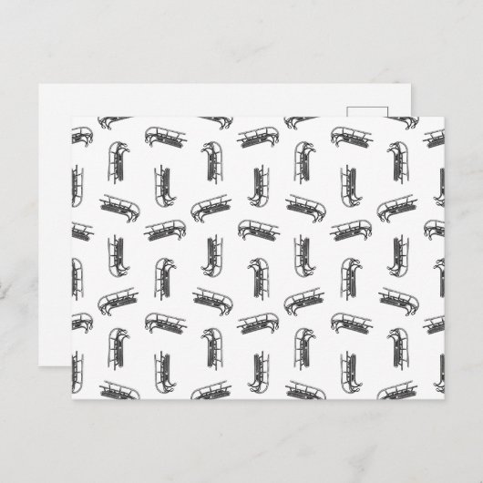 Winter Schlitten Muster CUSTOM HINTERGRUNDFARBE Postkarte (Vorne/Hinten)
