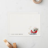 Winter-Schlitten Sein Kaltes Draussen Neutrale Bab Mitteilungskarte (Vorderseite/Rückseite Beispiel)