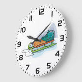 Winter-Schlitten-Spaß Schnee-Schlitten Große Wanduhr (Winkel)