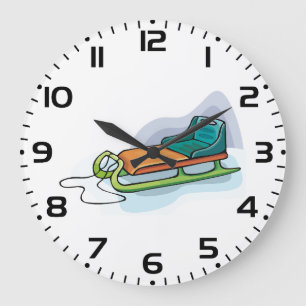 Winter-Schlitten-Spaß Schnee-Schlitten Große Wanduhr