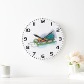 Winter-Schlitten-Spaß Schnee-Schlitten Große Wanduhr (Zuhause)