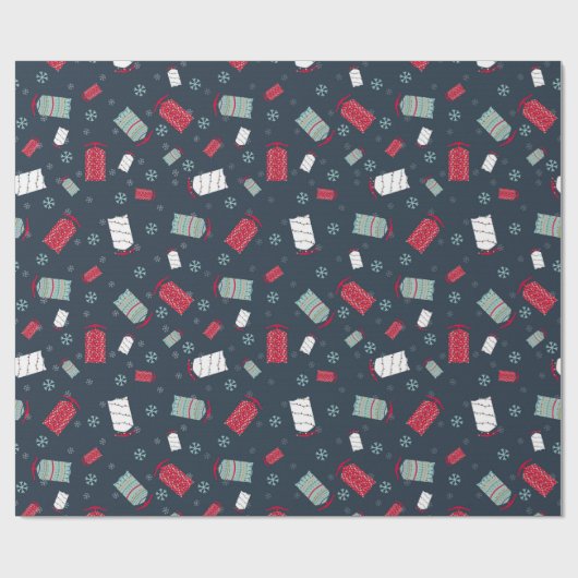 Winter-Schlitten und Schneeflocken Weihnachten und Geschenkpapier (Flach)