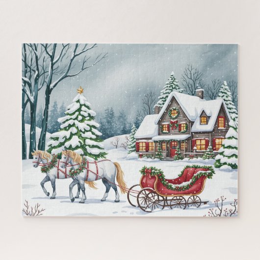Winter-Schlittenfahrt Puzzle (Horizontal)