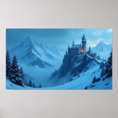 Winter-Schloss-Berg-Fantasielandschaft Poster (Vorne)