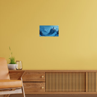 Winter-Schloss-Berg-Fantasielandschaft Poster