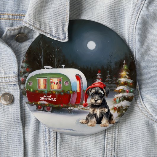 Winter Schnauzer Caravan Weihnachtsabenteuer Button (Beispiel)