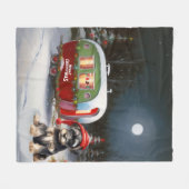 Winter Schnauzer Caravan Weihnachtsabenteuer Fleecedecke (Vorderseite (Horizontal))