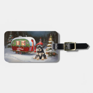 Winter Schnauzer Caravan Weihnachtsabenteuer Gepäckanhänger
