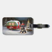 Winter Schnauzer Caravan Weihnachtsabenteuer Gepäckanhänger (Rückseite horizontal)