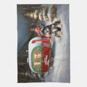 Winter Schnauzer Caravan Weihnachtsabenteuer Geschirrtuch (Vertikal)