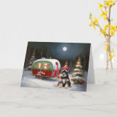 Winter Schnauzer Caravan Weihnachtsabenteuer Karte (Gelbe Blume)
