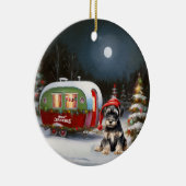 Winter Schnauzer Caravan Weihnachtsabenteuer Keramik Ornament (Rechts)