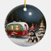 Winter Schnauzer Caravan Weihnachtsabenteuer Keramik Ornament (Hinten)