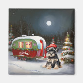 Winter Schnauzer Caravan Weihnachtsabenteuer Magnet (Vorne)
