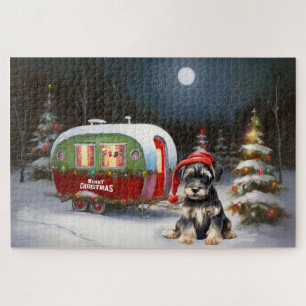 Winter Schnauzer Caravan Weihnachtsabenteuer Puzzle